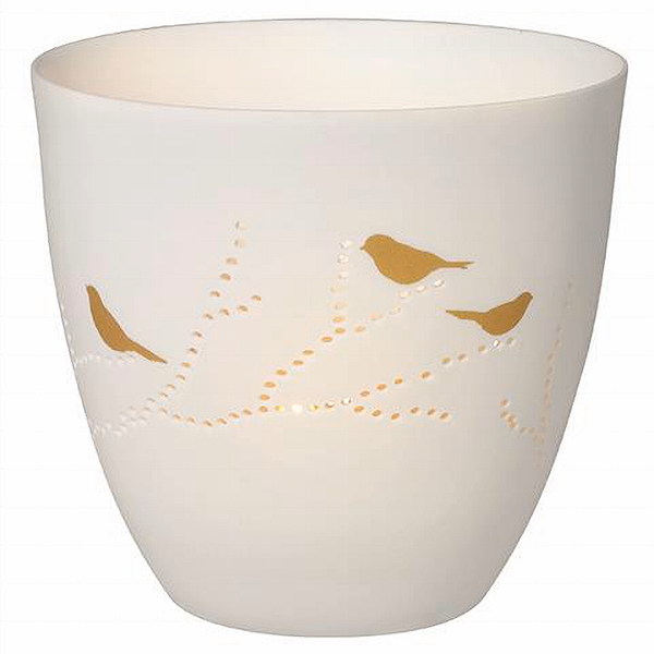 Tealight Gold Birds white