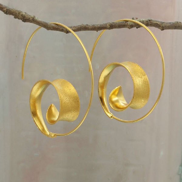 Gold Curl Earrings - Room on the Row