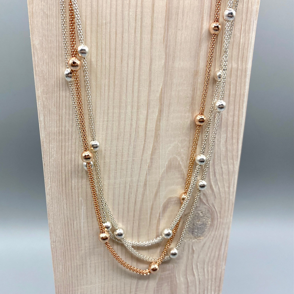 Rose & Silver Sphere Necklace